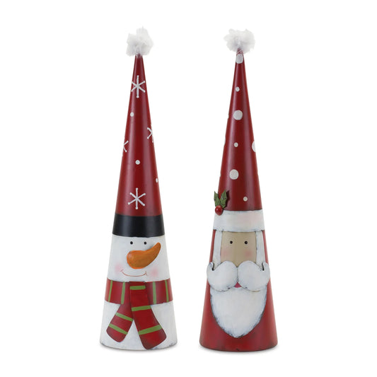 Metal Santa and Snowman Cone