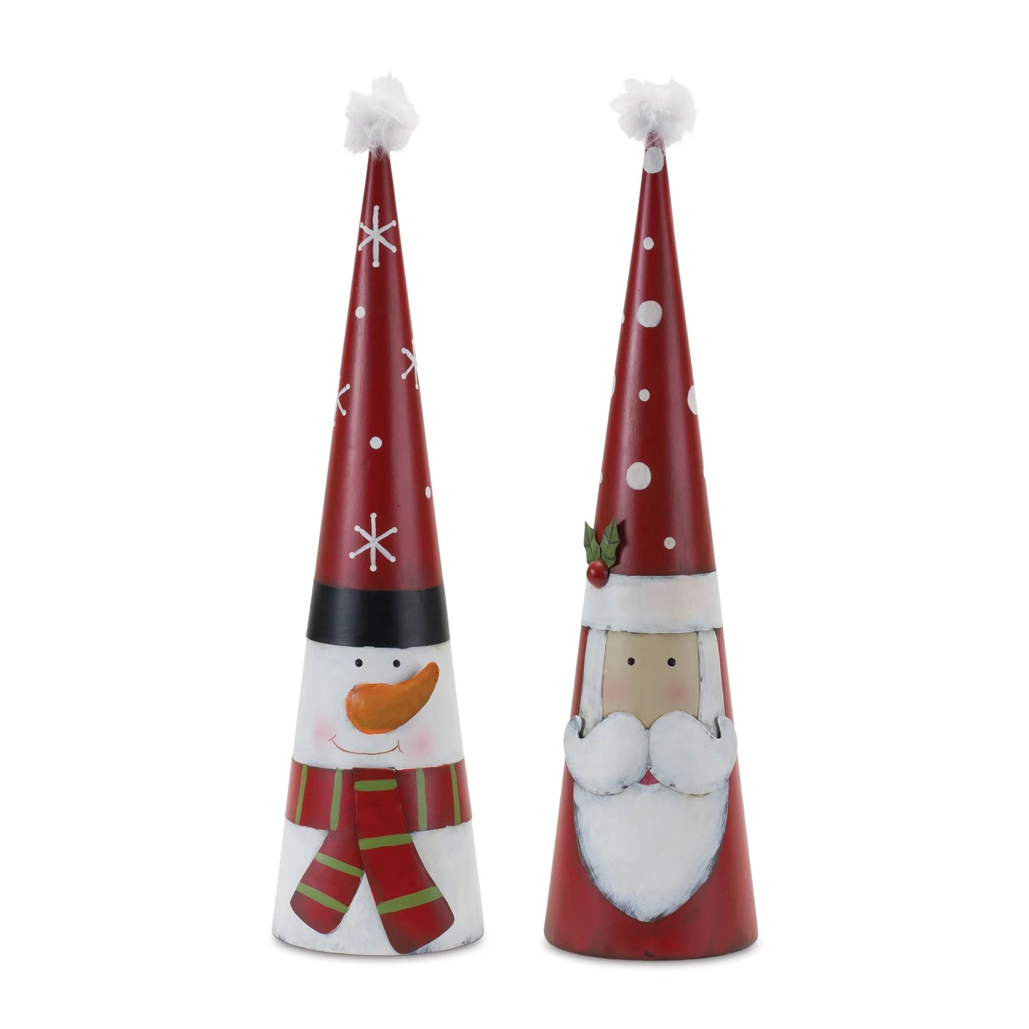 Metal Santa and Snowman Cone