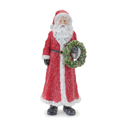 Glitter Santa Figurine with Pine Accent
