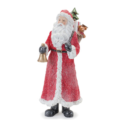 Glitter Santa Figurine with Pine Accent