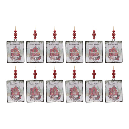 Glass Winter Wishes Barn Ornament