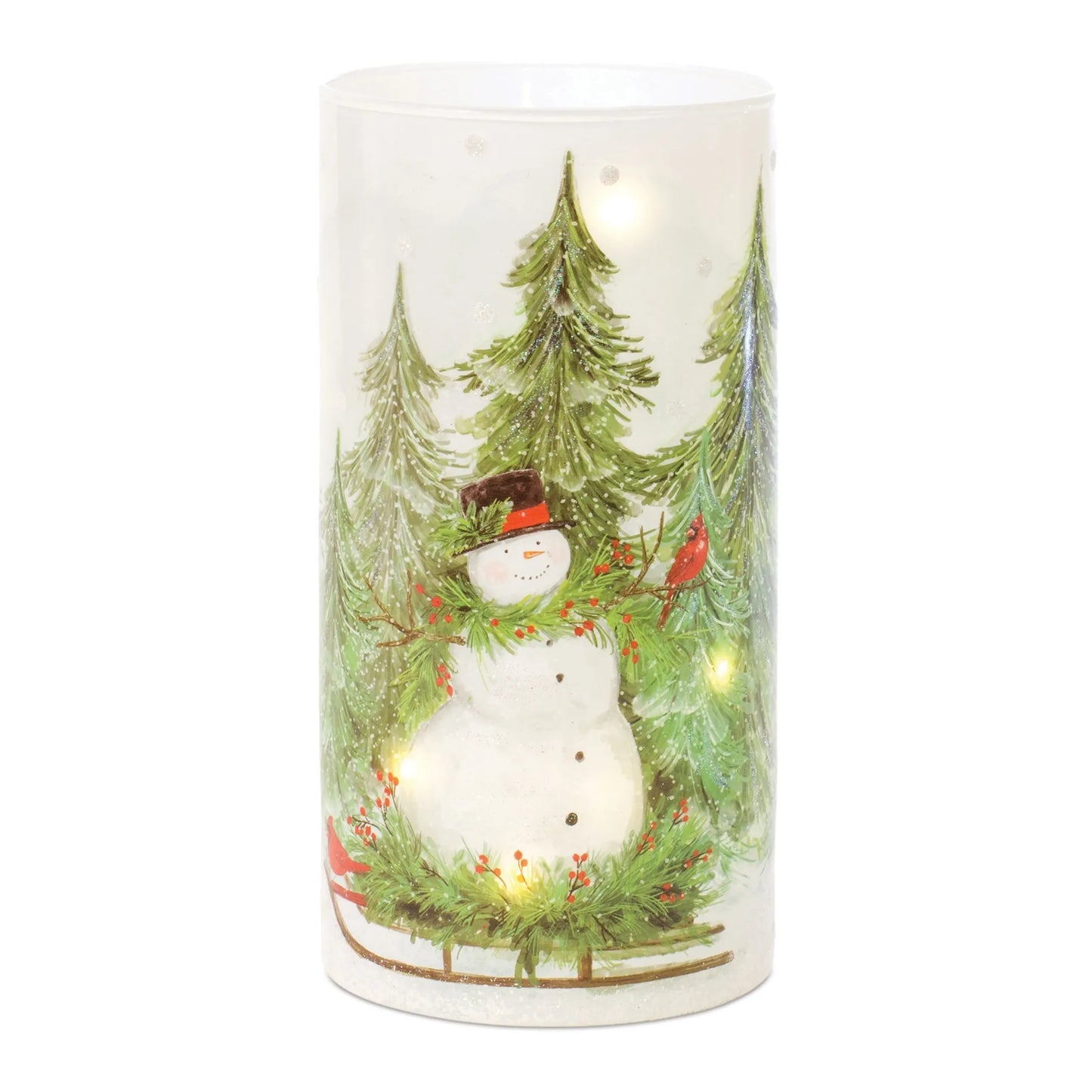 Glass Snowman Candle Holder