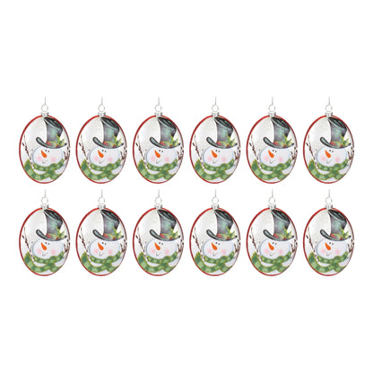 Glass Snowman Disc Ornament