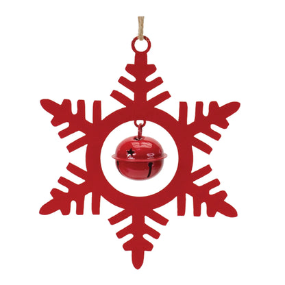 Metal Snowflake with Bell Ornament  - Pack Of: Set of 12 | Materials: Iron | DÃƒÂ©cor  style: Rustic