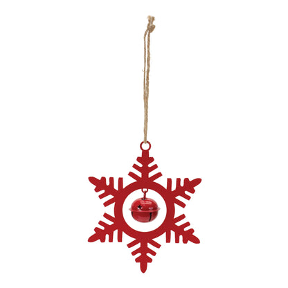 Metal Snowflake with Bell Ornament  - Pack Of: Set of 12 | Materials: Iron | DÃƒÂ©cor  style: Rustic
