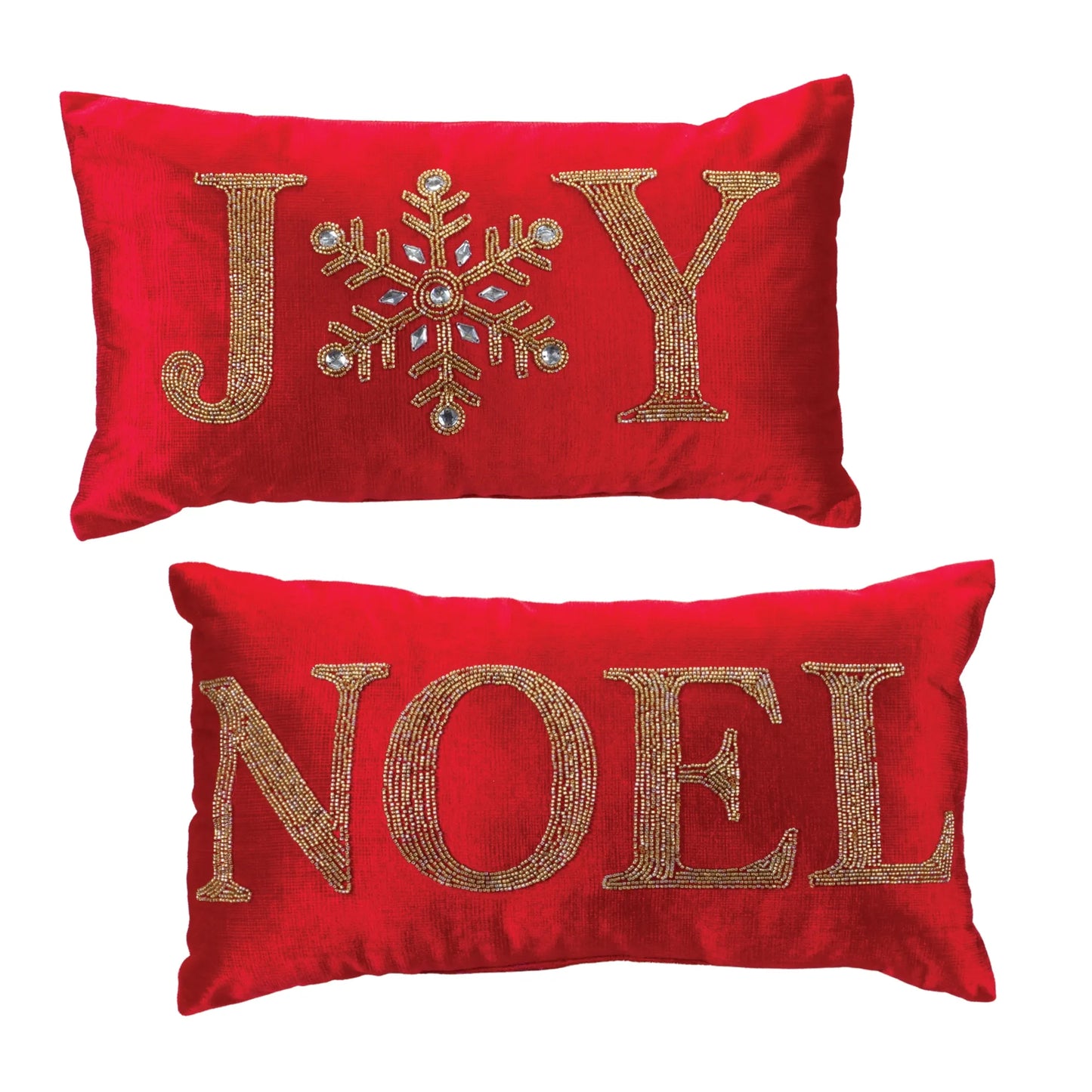 Beaded Joy and Noel Holiday Pillow