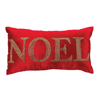 Beaded Joy and Noel Holiday Pillow