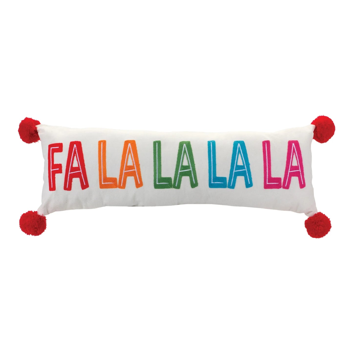 Embroidered Fa La La Holiday Pillow