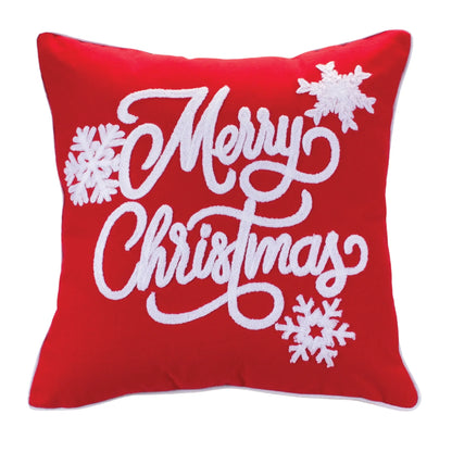 Embroidered Merry Christmas Pillow