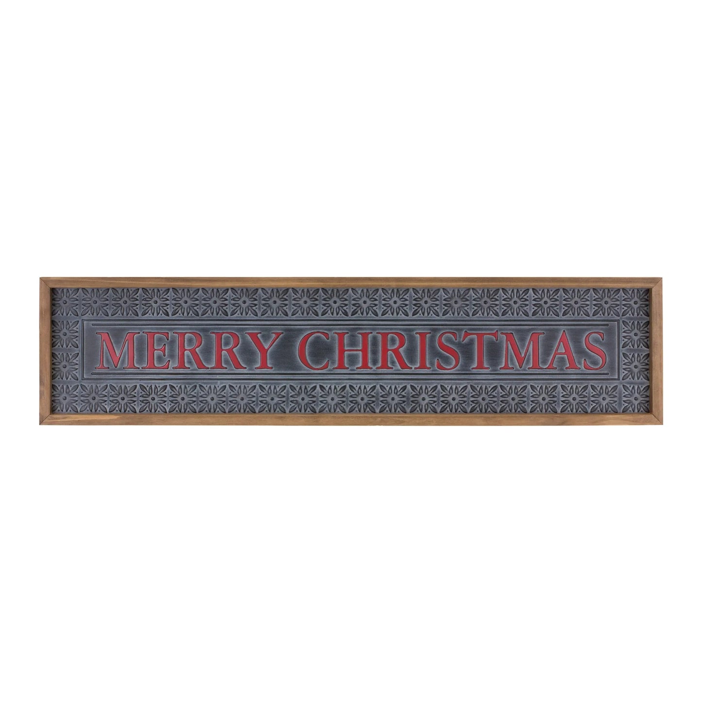 Ornate Metal Merry Christmas Sign  - Materials: Metal; wood