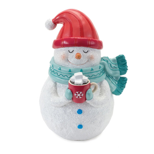 Snowman Figurine with Hot Cocoa Mug