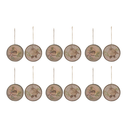 Wood Bird Tree Disc Ornament