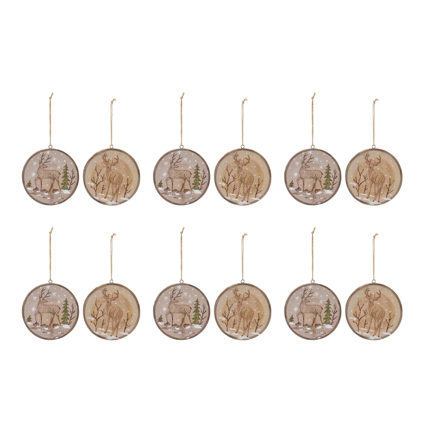 Wood Deer Tree Disc Ornament