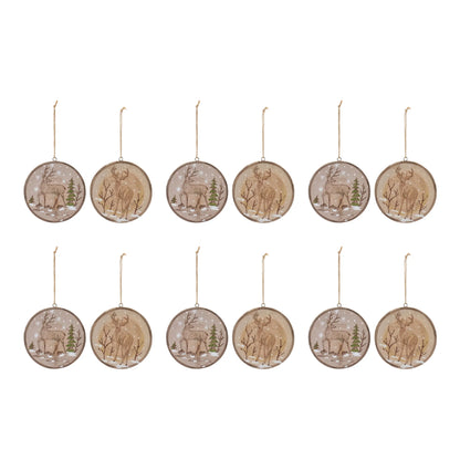 Wood Deer Tree Disc Ornament