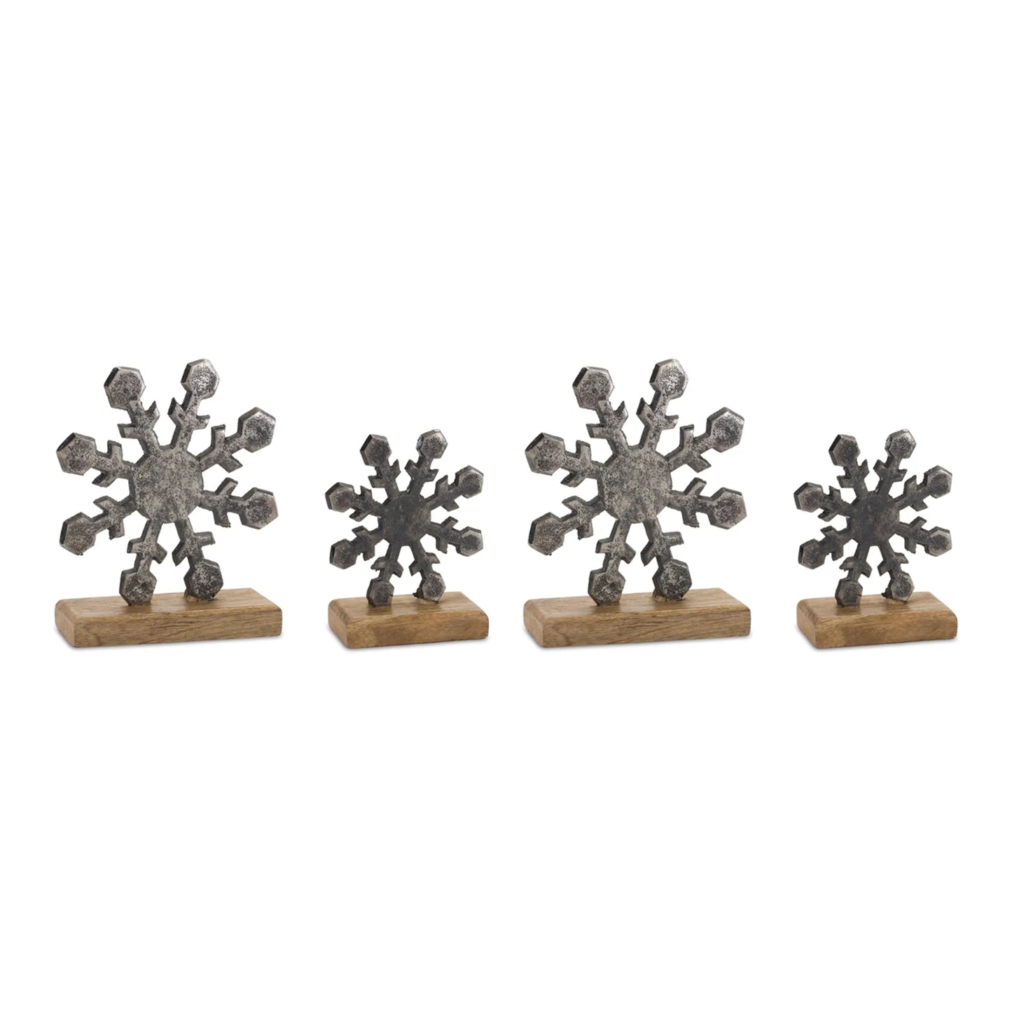 Metal Snowflake on Wood Base
