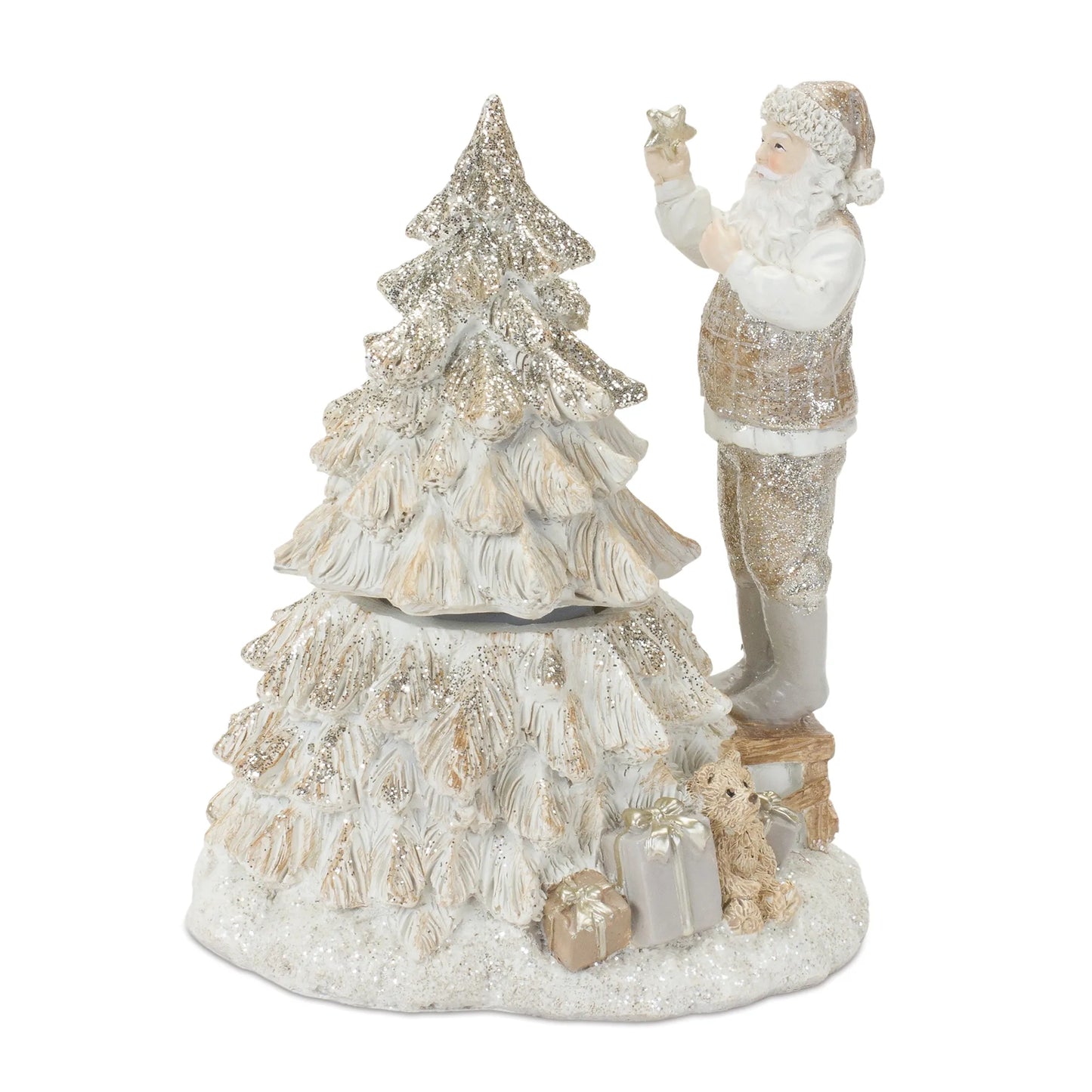 Santa with Spinning Christmas Tree  - Pack Of: Set of 2 | Materials: Resin; stone powder | DÃƒÂ©cor  style: Traditional