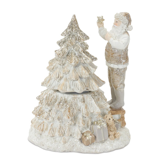 Santa with Spinning Christmas Tree  - Pack Of: Set of 2 | Materials: Resin; stone powder | DÃƒÂ©cor  style: Traditional