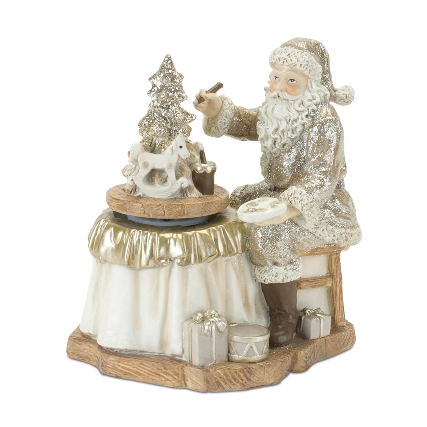 Santa with Spinning Christmas Tree  - Pack Of: Set of 2 | Materials: Resin; stone powder | DÃƒÂ©cor  style: Traditional