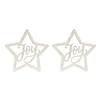 Beaded Wood Star with Joy Sentiment