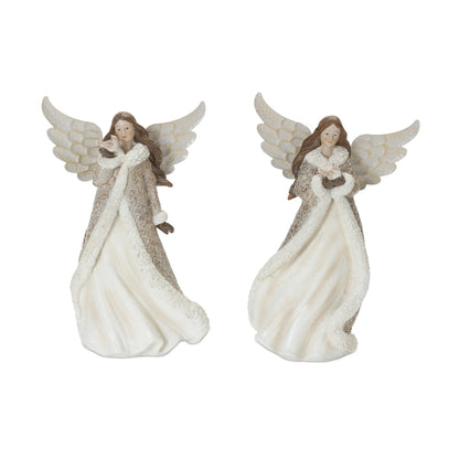 Winter Angel Figurine with Bird Accent