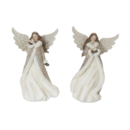 Winter Angel Figurine with Bird Accent