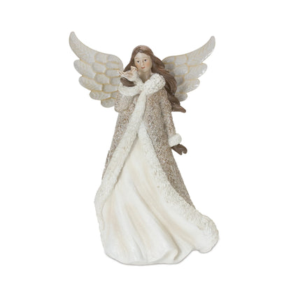 Winter Angel Figurine with Bird Accent