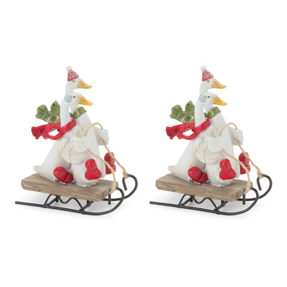 Sledding Holiday Goose Figurine