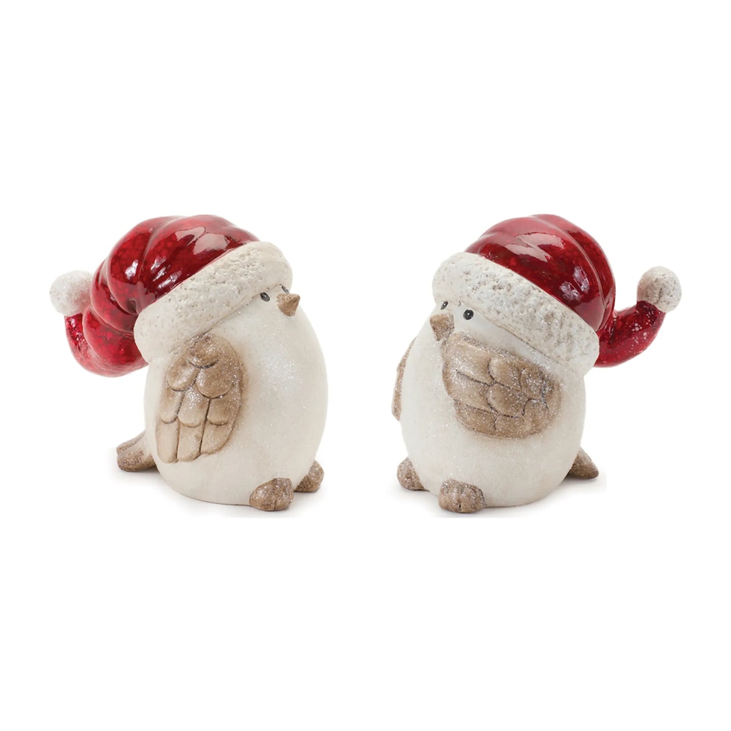Terra Cotta Bird with Santa Hat Figurine