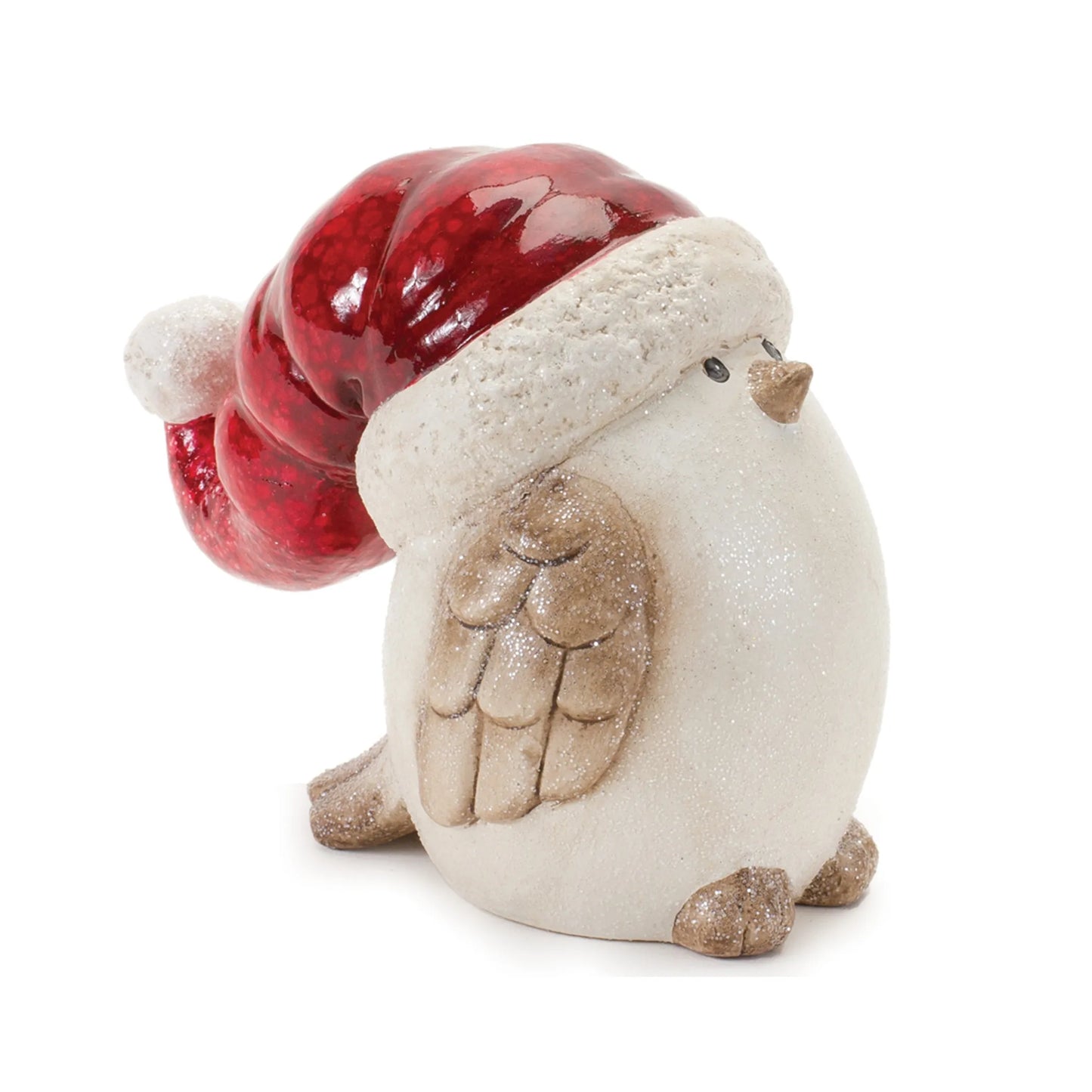 Terra Cotta Bird with Santa Hat Figurine