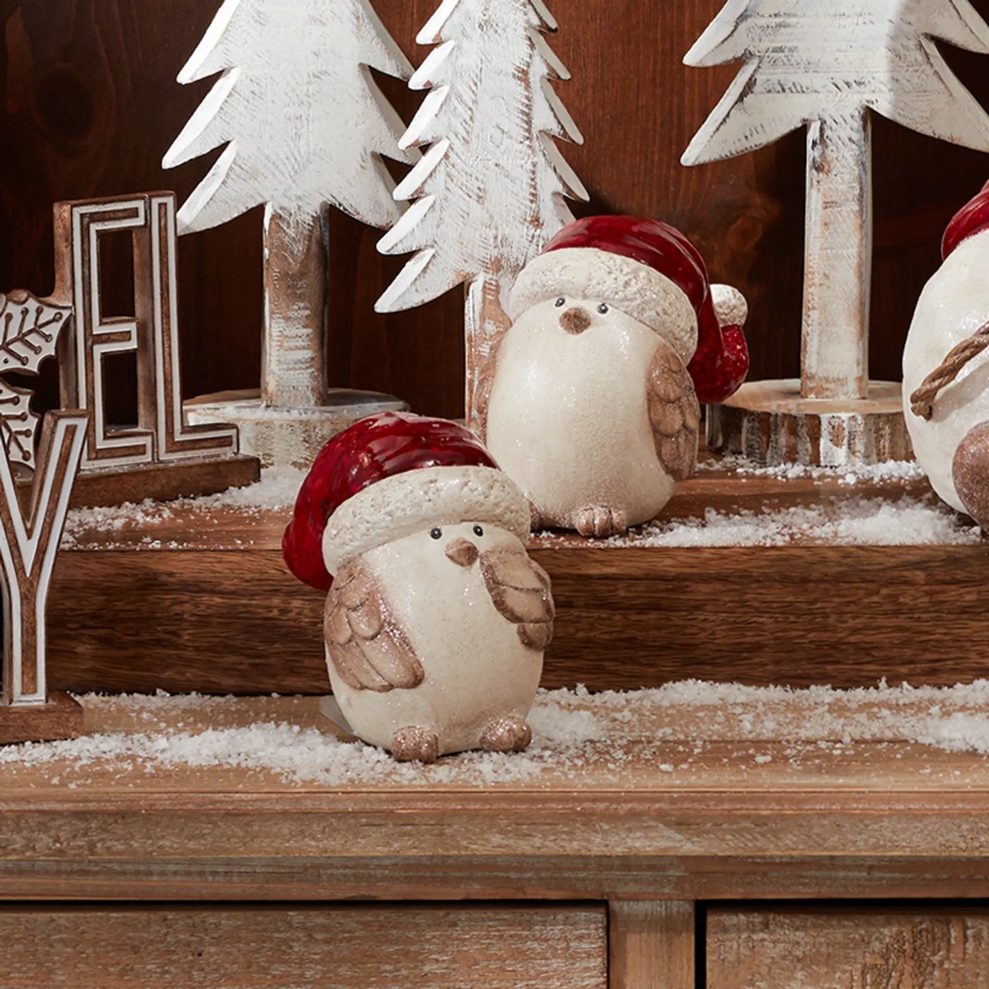 Terra Cotta Bird with Santa Hat Figurine