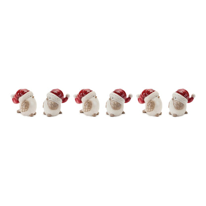 Terra Cotta Bird with Santa Hat Figurine