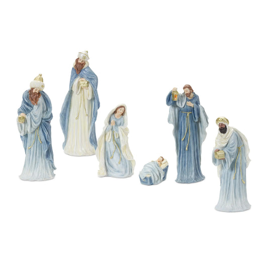 Winter Blue Nativity Figurines
