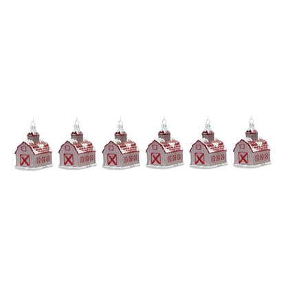 Frosted Glass Barn Ornament
