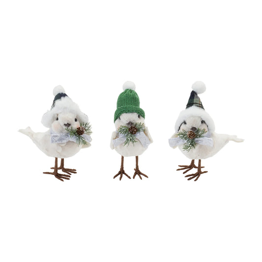 Winter Bird with Hat and Pine Accent