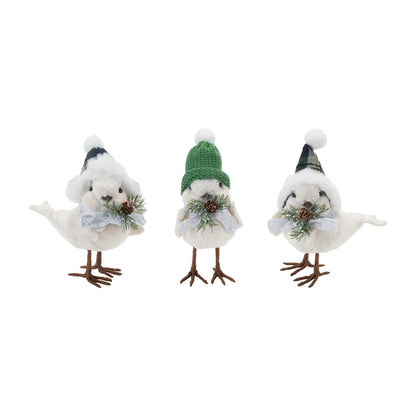 Winter Bird with Hat and Pine Accent