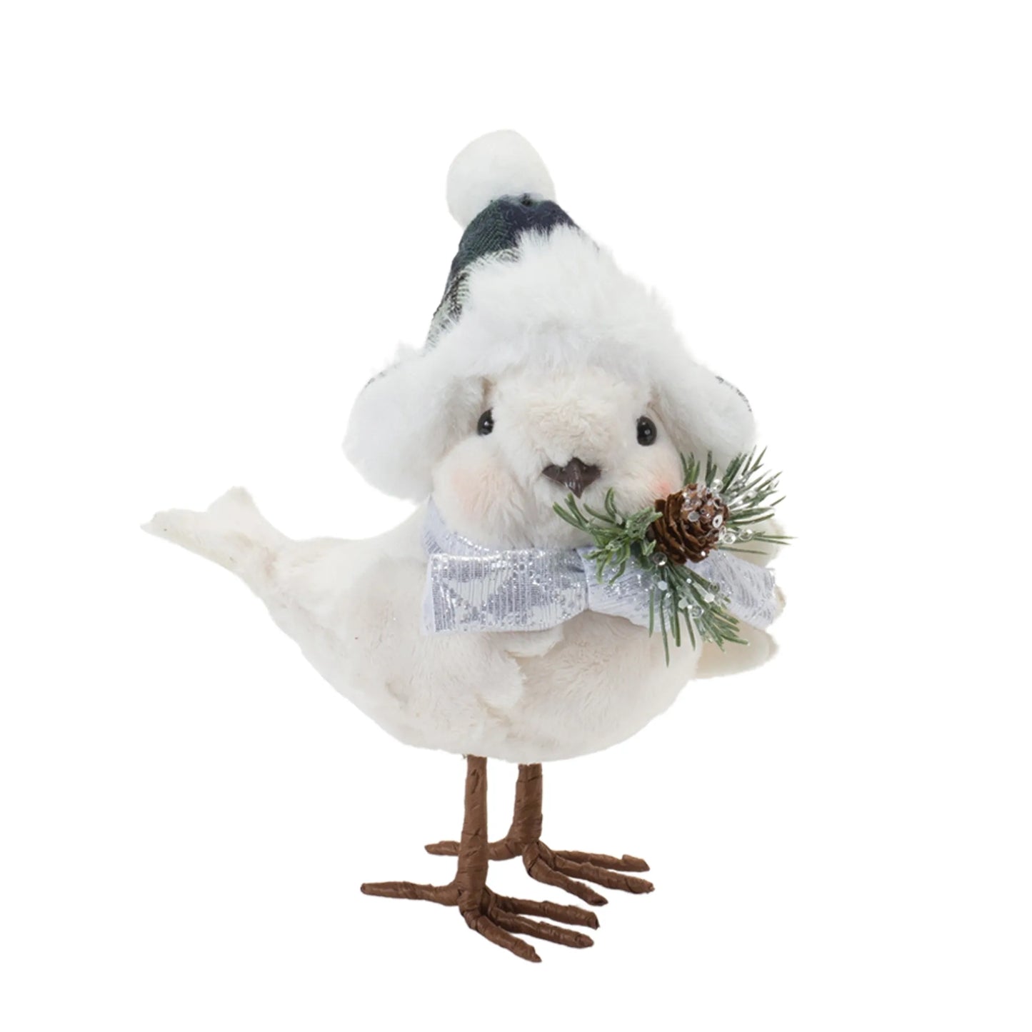 Winter Bird with Hat and Pine Accent