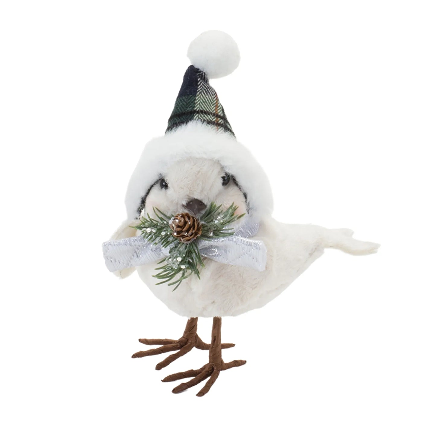 Winter Bird with Hat and Pine Accent