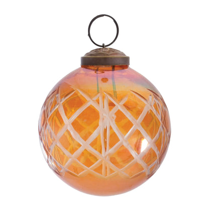 Etched Glass Ball Ornament