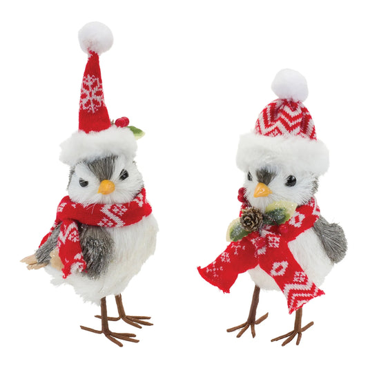 Winter Bird with Hat and Scarf Accent