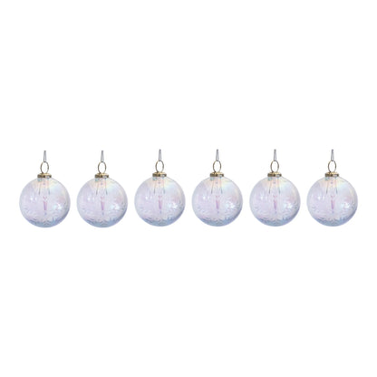 Etched Irredescent Glass Ball Ornament