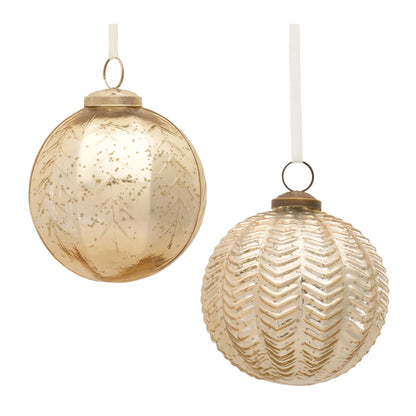 Ribbed Mercury Glass Ball Ornament