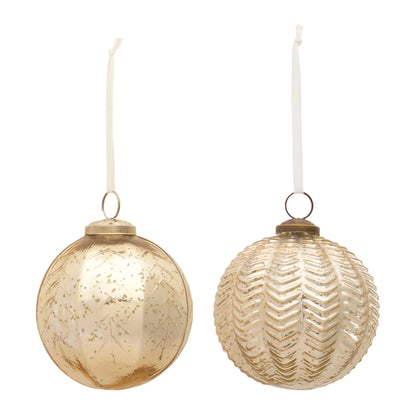 Ribbed Mercury Glass Ball Ornament