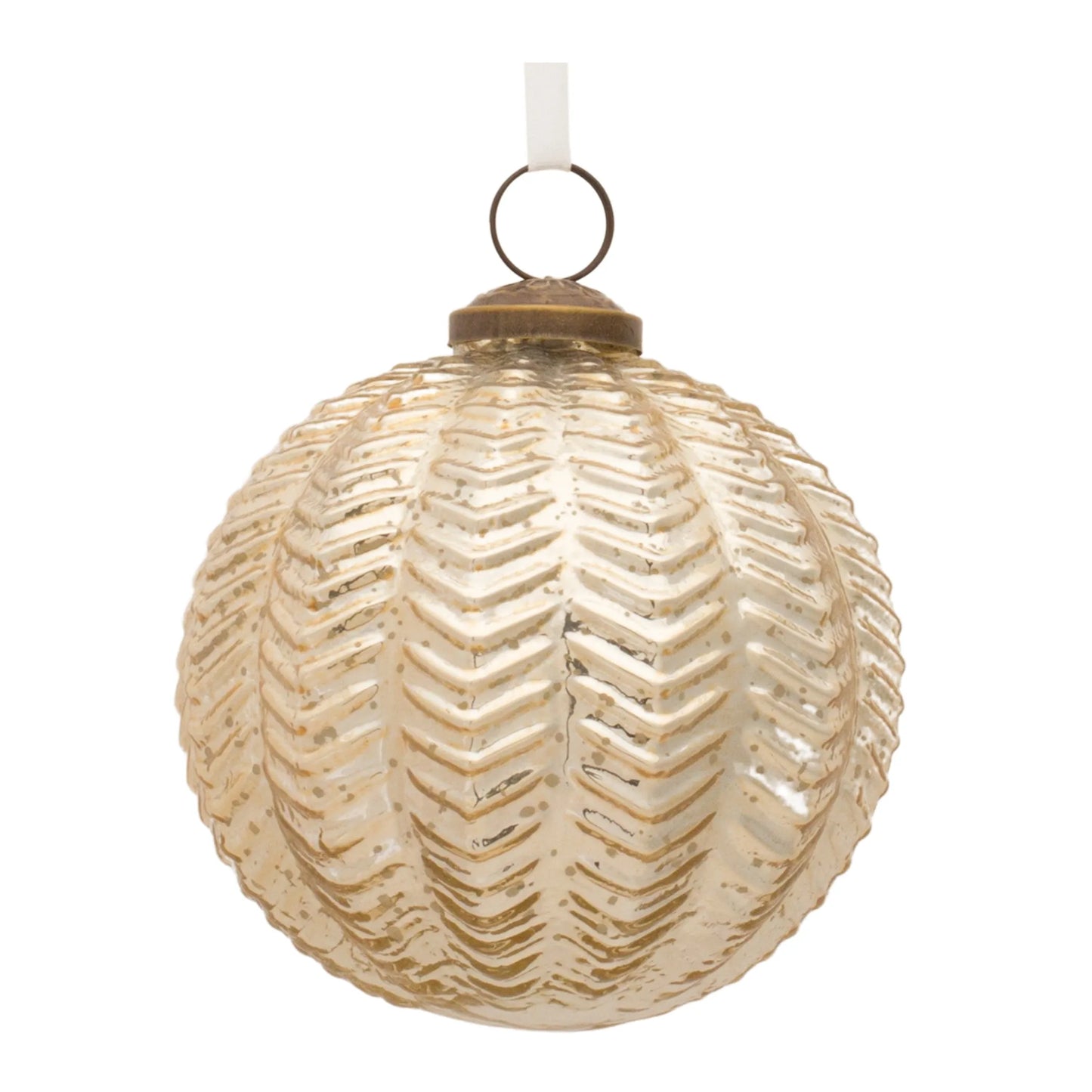 Ribbed Mercury Glass Ball Ornament