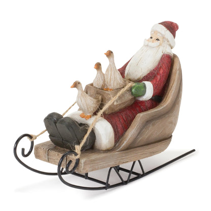 Farmhouse Santa on Sled Figurine