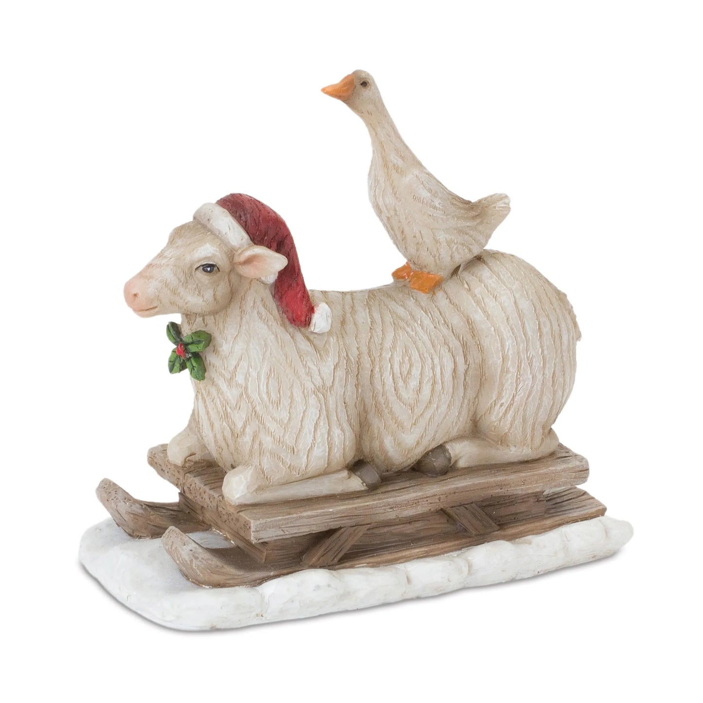 Farmhouse Santa on Sled Figurine