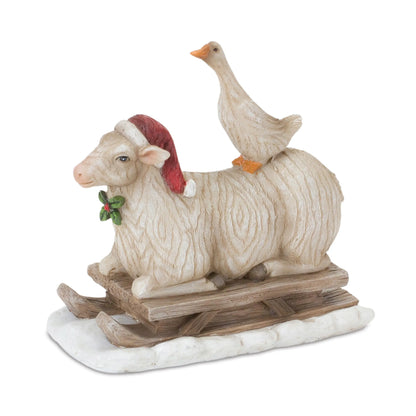 Farmhouse Santa on Sled Figurine