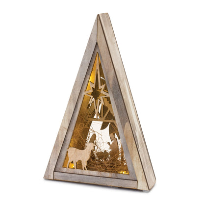 Cut Out Wood Nativity Scene with LED Lights