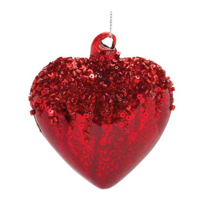 Sequined Glass Heart Ornament