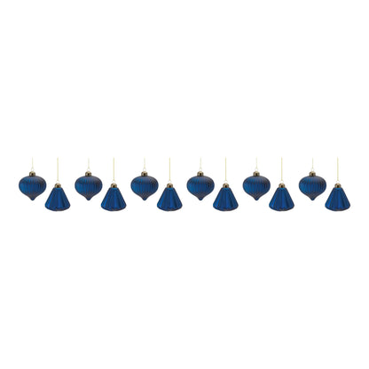 Ribbed Glass Ornament  - Pack Of: Set of 12 | Materials: Glass | DÃƒÂ©cor  style: Modern