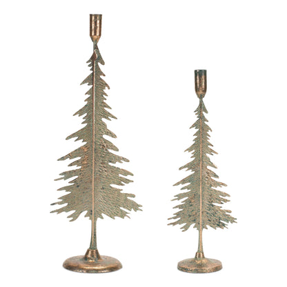 Distressed Tree Taper Candle Holder